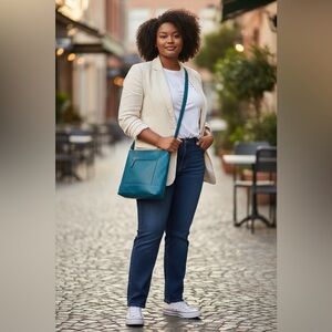 Tignanello Teal Leather Crossbody Bag Like New